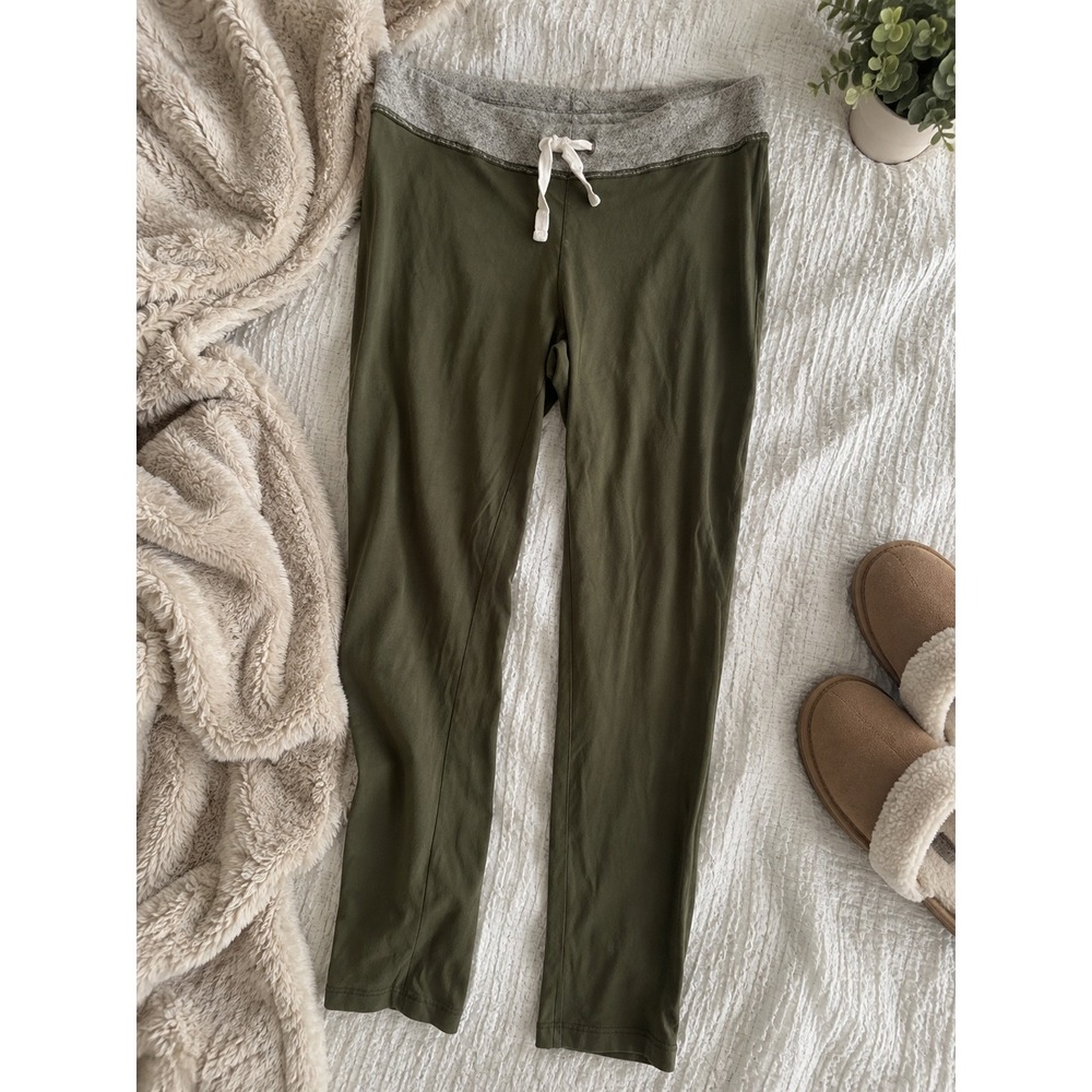 J.Crew Womens Olive Green Cotton Knit Lounge Pants Drawstring Joggers Size S